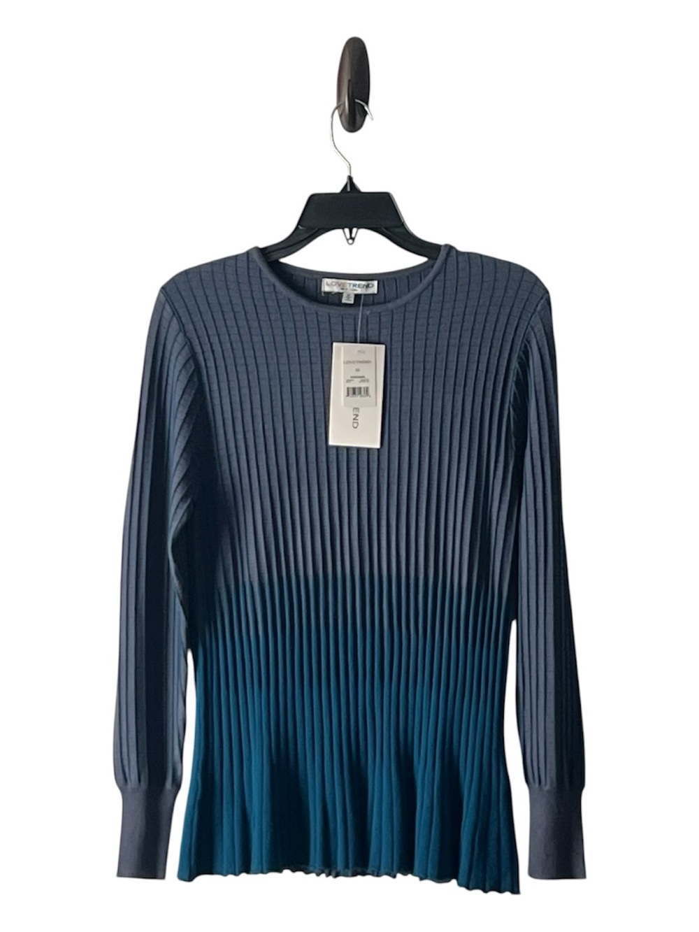 Love Tree Ribbed Long Sleeve Top - Slate Blue, Size M